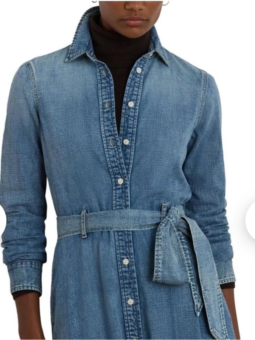 NEW💙RALPH LAUREN Belted Denim Shirtdress in Odeon light wash Size 10 $195 - Picture 3 of 8